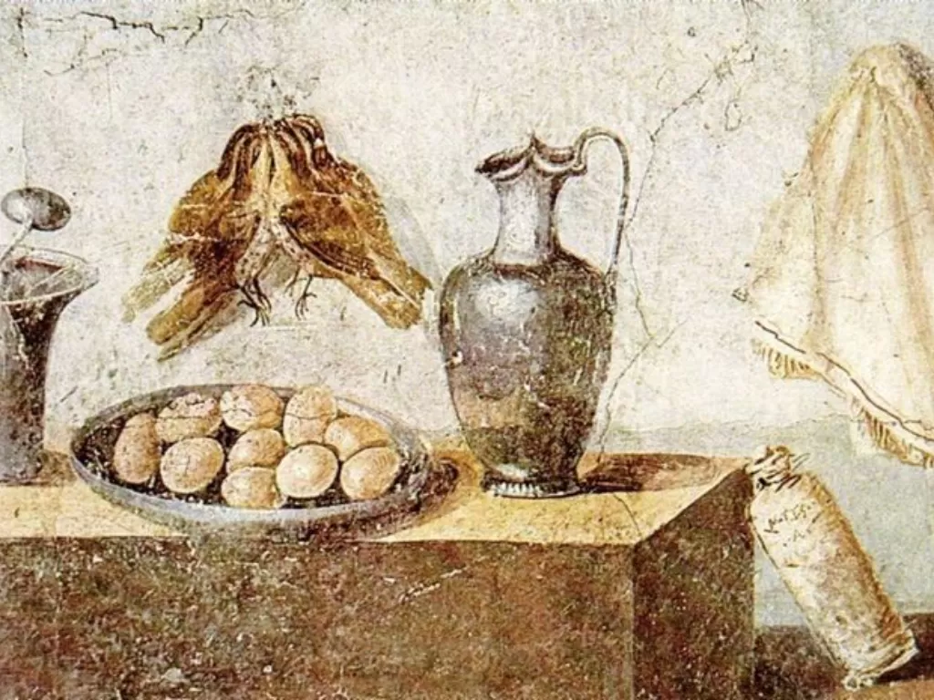 Ilustrasi makanan yang populer di zaman kuno dan dianggap menjijikkan di masa kini (Naples National Archaeological Museum)