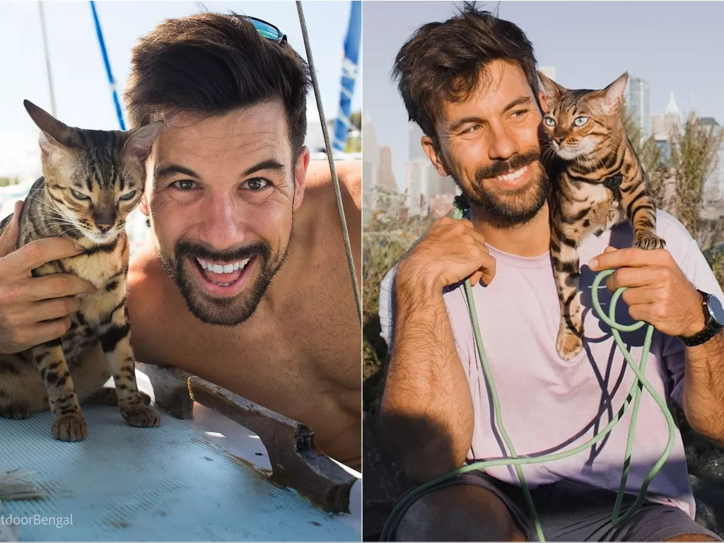 Pria traveling dengan kucing (Instagram/outdoorbengal)