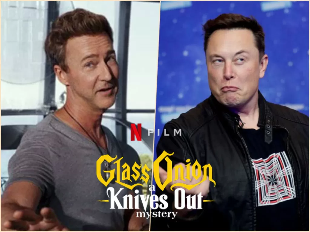 Karakter di Glass Onion: A Knives Out Mystery diduga merupakan sindiran ke Elon Musk. (IMDB, REUTERS/Hannibal Hanschke).