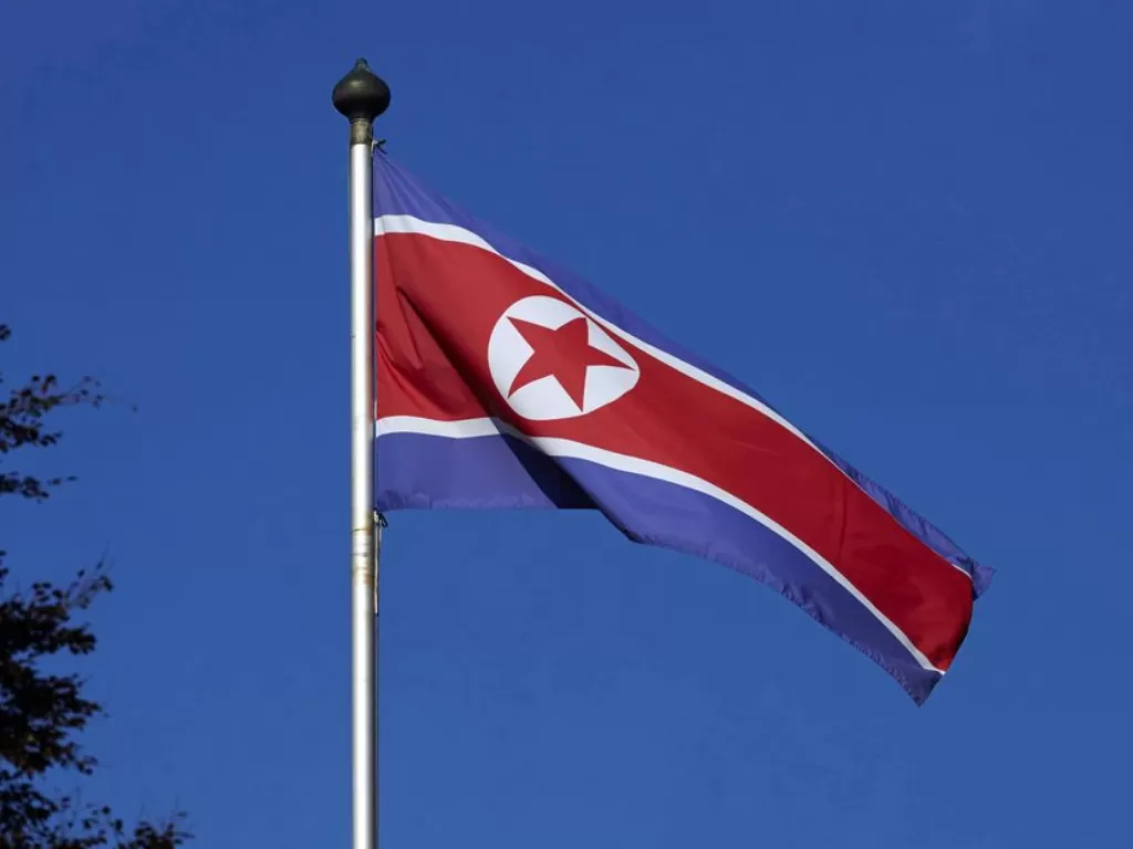 Bendera Korea Utara. (REUTERS/Denis Balibouse)