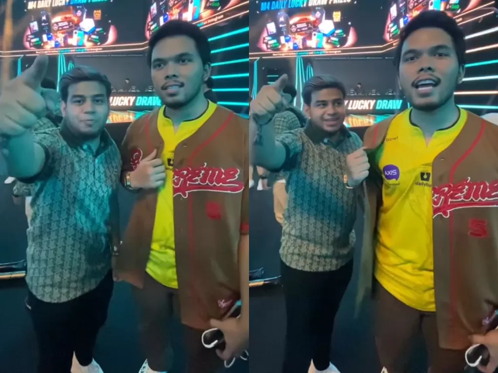 Fadil Jaidi dan Muhammad Thariq Halilintar dukung ONIC Esports. (Instagram/onic.esports)
