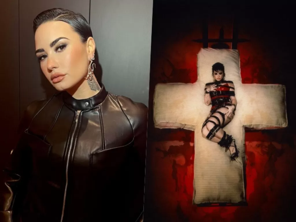 Poster album baru Demi Lovato 'Holy Fvck' dilaran di Inggris. (Instagram/demilovato).