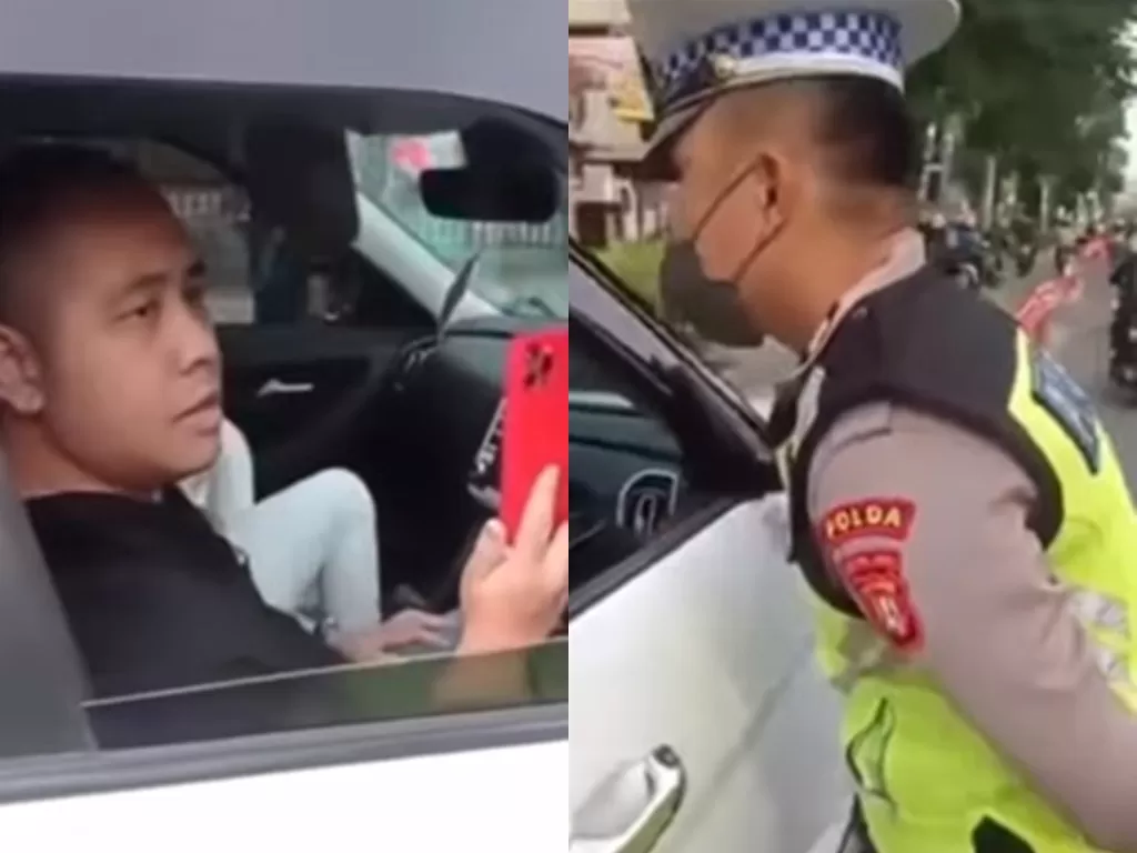 Pengendara mobil yang terlihat tidak terima usai ketahuan melanggar aturan ganjil genap. (Instagram/@fakta.jakarta)