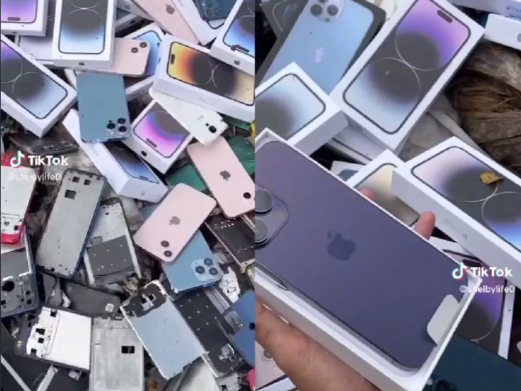 Lagi asyik dumpster diving di dubai, orang ini temukan iPhone 14 Pro Max. (TikTok/@shelbylife0)