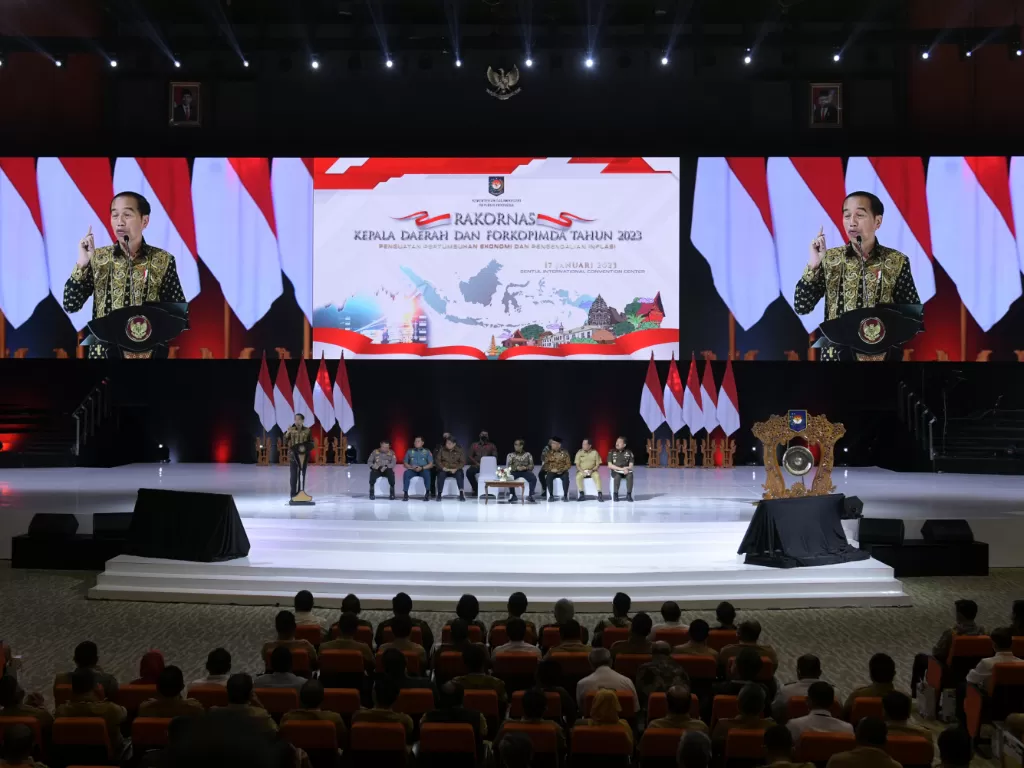 Presiden Jokowi membuka Pembukaan Rakornas Kepala Daerah dan Forkopimda se-Indonesia Tahun 2023. (Foto: Humas Setkab/Oji).