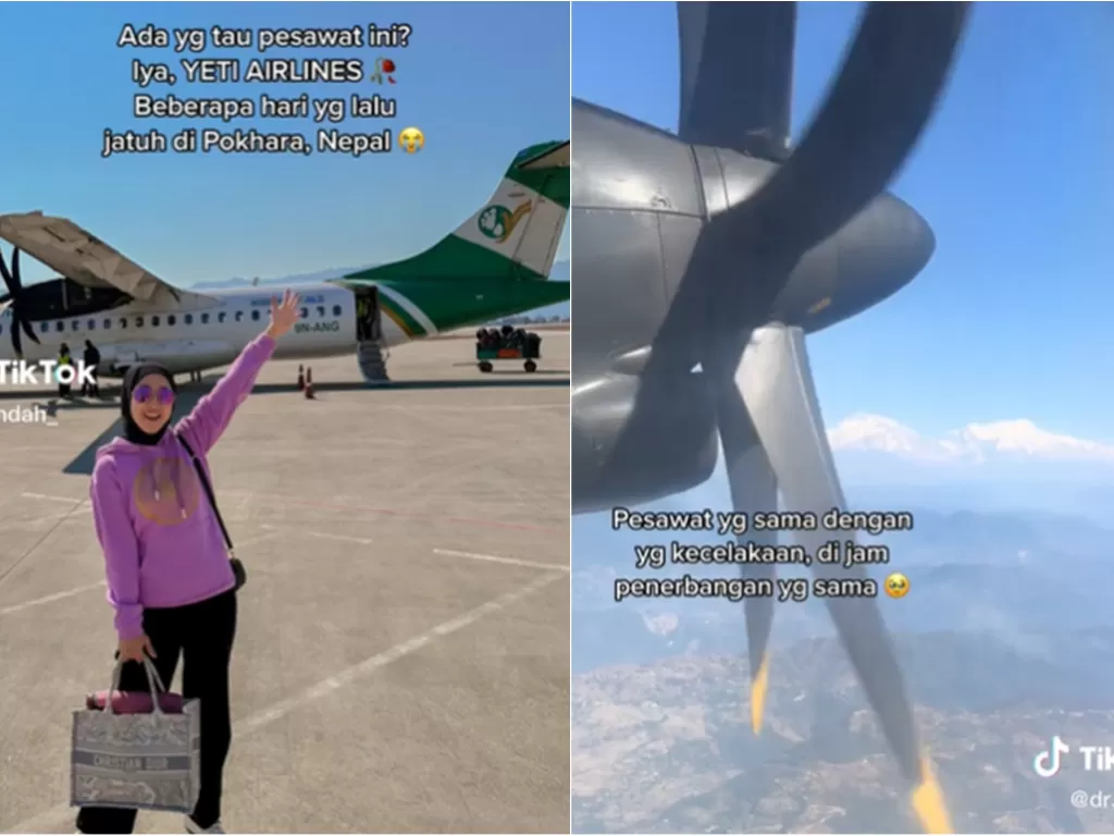 WNI yang sempat naik Yeti Airlines sebelum jatuh di Nepal. (TikTok/@dr.indah_)