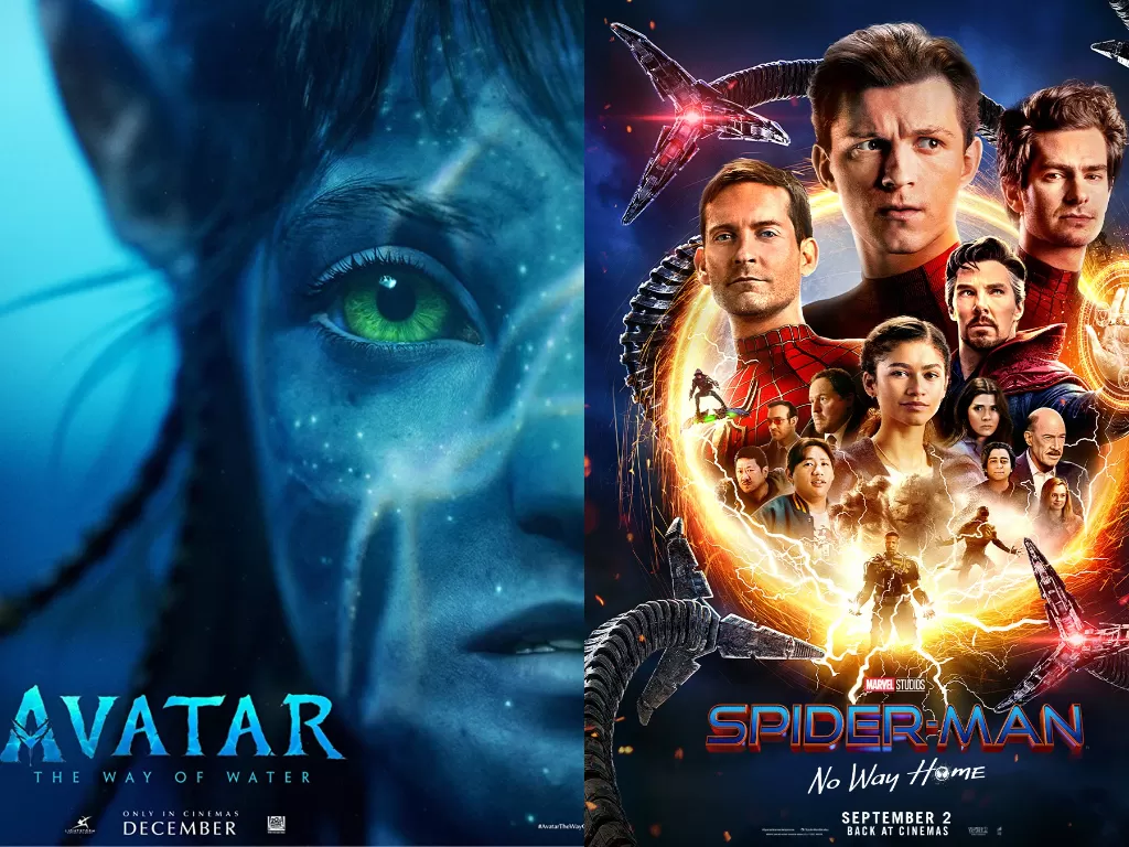 Poster Avatar: The Way of Water dan Spider-Man: No Way Home (IMDb)