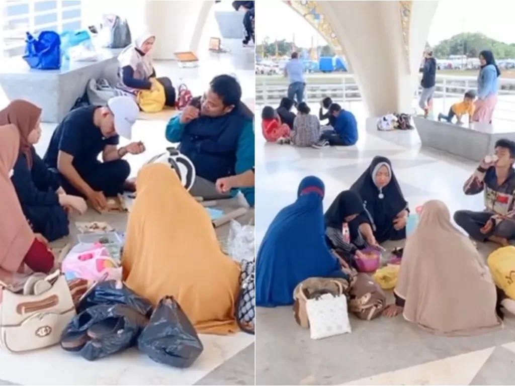 Potret warga piknik di Masjid Al Jabbar (Instagram/keluarbentar)