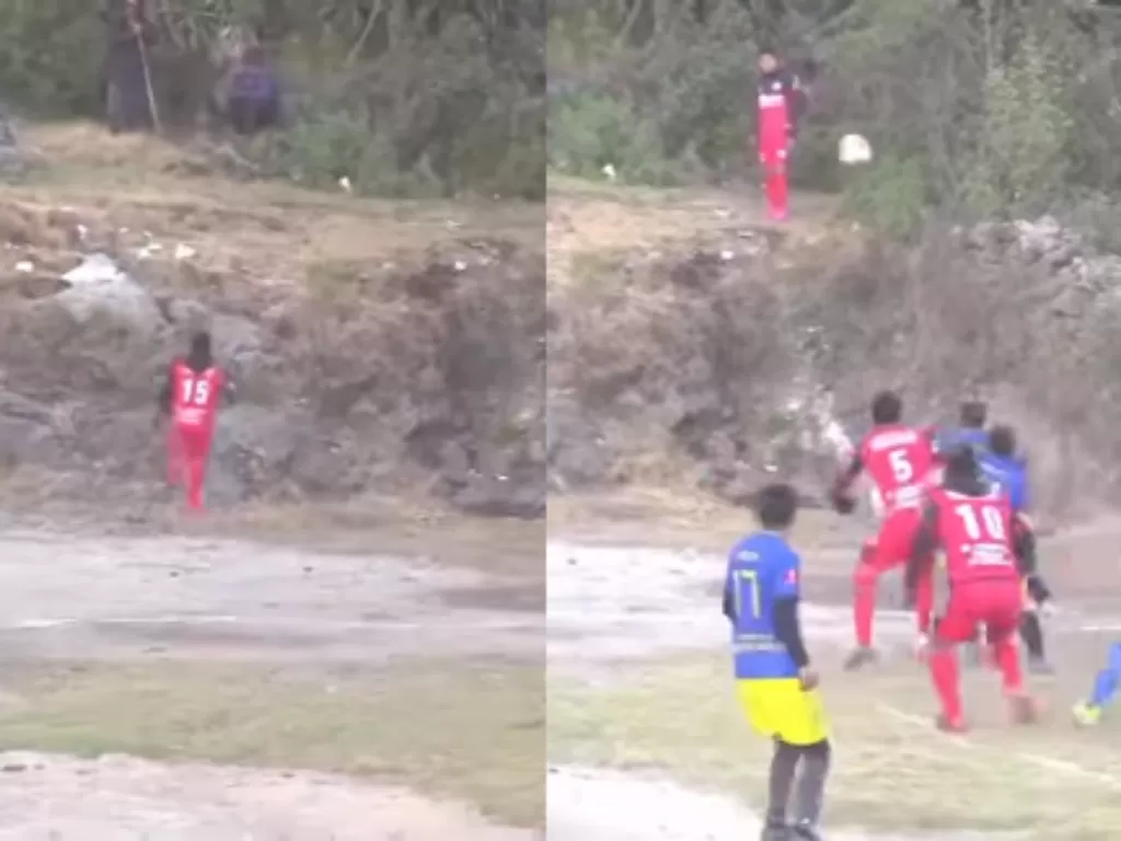 Aksi Kocak Sepak Bola Tarkam Guatamela: Mesti Naik Bukit Dulu Buat Tendangan Pojok! (Instagram/@comandanteradio).