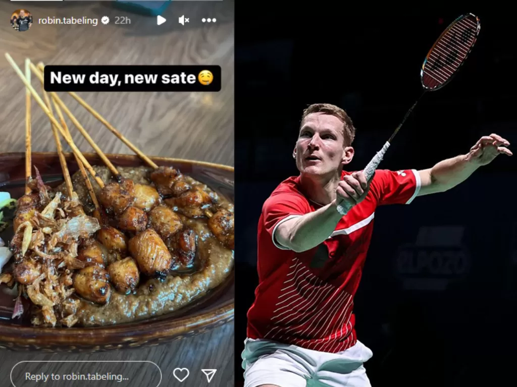 Jelang Indonesia Masters 2023, Pebulu Tangkis Belanda Robin Tabeling Makan Sate Ayam. (Instagram/@robin.tabeling).