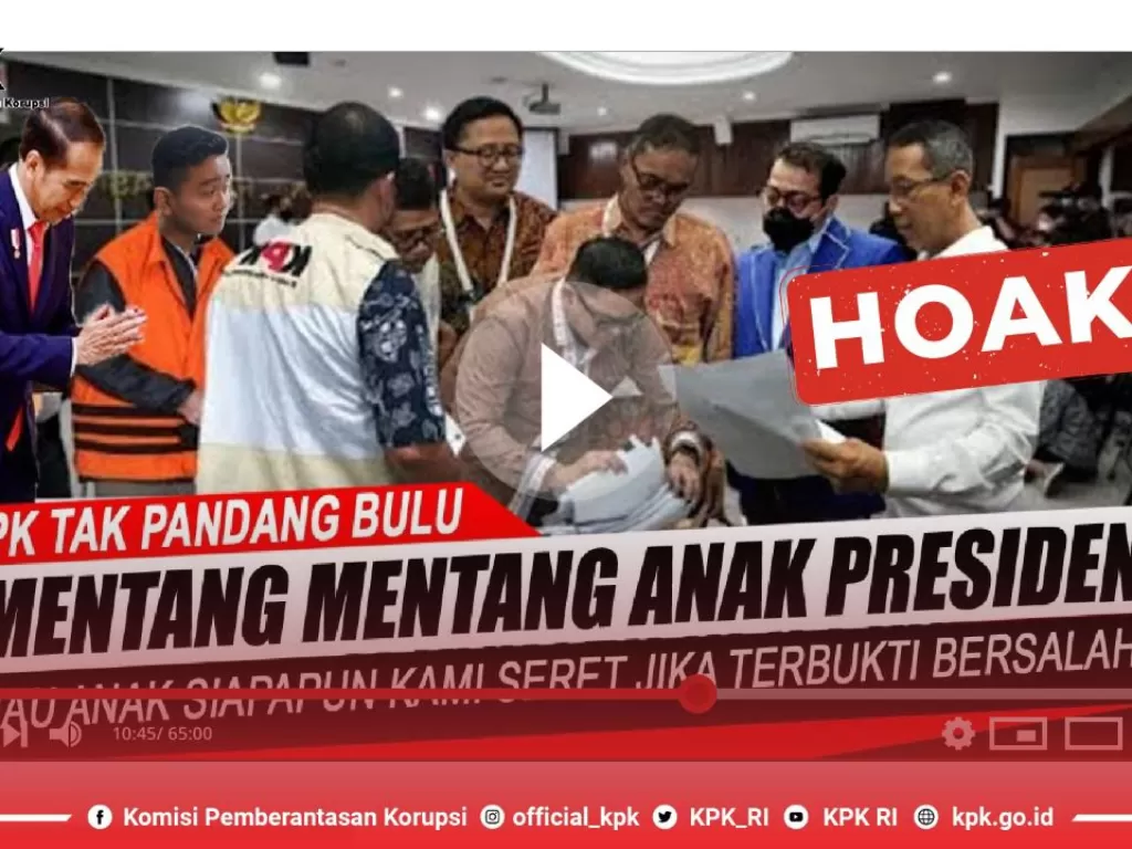 KPK pastikan video penangkapan Wali Kota Solo, Gibran Rakabuming Raka, Hoaks. (Istimewa)