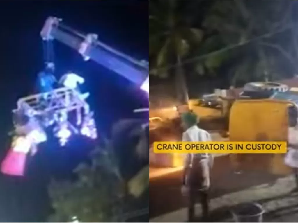 Detik-detik mengerikan crane di India jatuh dan tewaskan empat orang (YouTube/TheQuint)