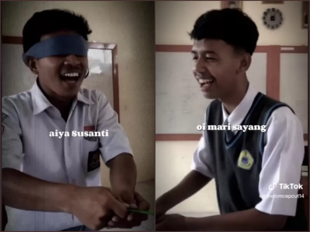Dua siswa SMA viral yang bawakan Aiya Susanti. (Tiktok/randomcapcut14).