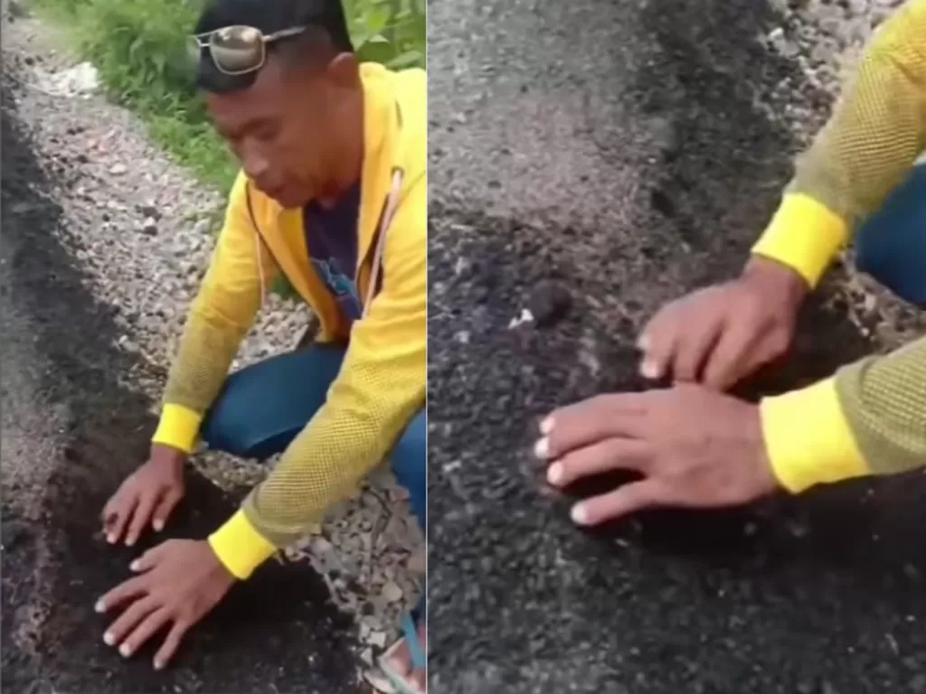 Pria di Buton bongkar jalan diduga asal jadi hingga menuai sorotan. (Instagram/Kabarnegri)