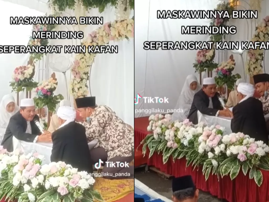 Pengantin di Lombok, NTB menikah dengan mahar seperangkat kain kafan (TikTok/panggilaku_panda)