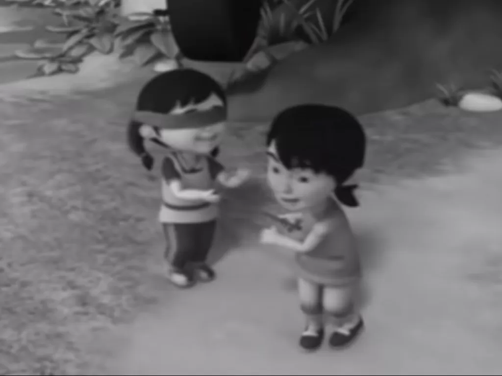 Adegan Mei Mei dan Susanti menyanyikan lagu Aiya Susanti dalam serial animasi Upin Upin (YouTube/Les' Copaque Production)