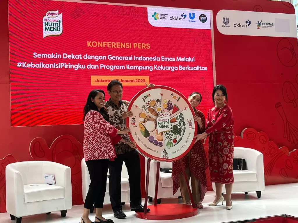 Konferensi Pers Royco: Semakin Dekat dengan Generasi Indonesia Emas Melalui #KebaikanIsiPiringku dan Program Kampung Keluarga Berkualitas di GBK, Jakarta Pusat, Jumat (27/1/2023) (INDOZONE/Marghareta Anandya)