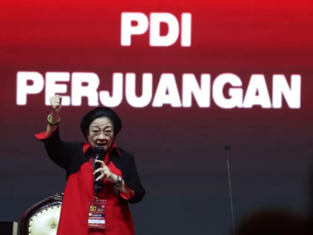 Ketua Umum DPP PDI Perjuangan Megawati Soekarnoputri membuka acara puncak peringatan hari ulang tahun (HUT) ke-50 PDIP. (Dok. PDIP)