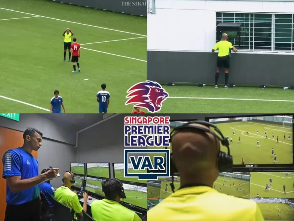 Percobaan VAR di Liga Premier Singapura. (twitter/@theaseanball)
