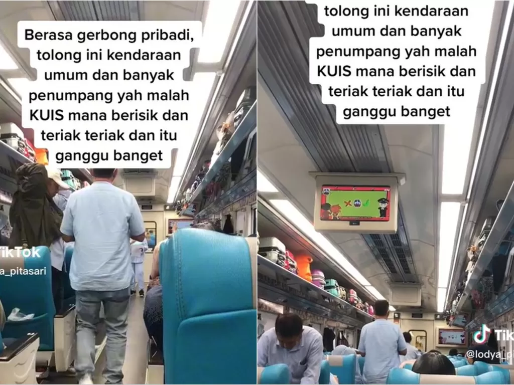 Viral penumpang curhat kesal lihat orang main kuis di gerbong kereta api (TikToklodya_pitasari)