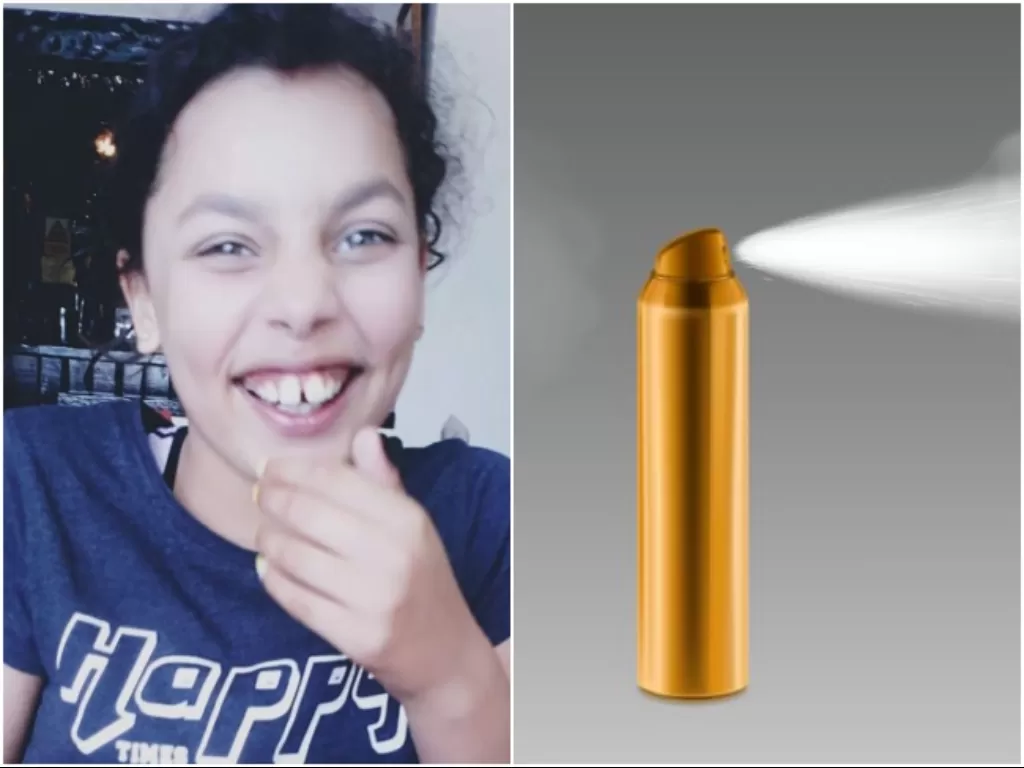 Giorgia, gadis 14 tahun meninggal dunia usai hirup gas deodoran spray. (NY Pots HO Dokumen Pribadi) dan ilustrasi deodoran spray (Freepik)