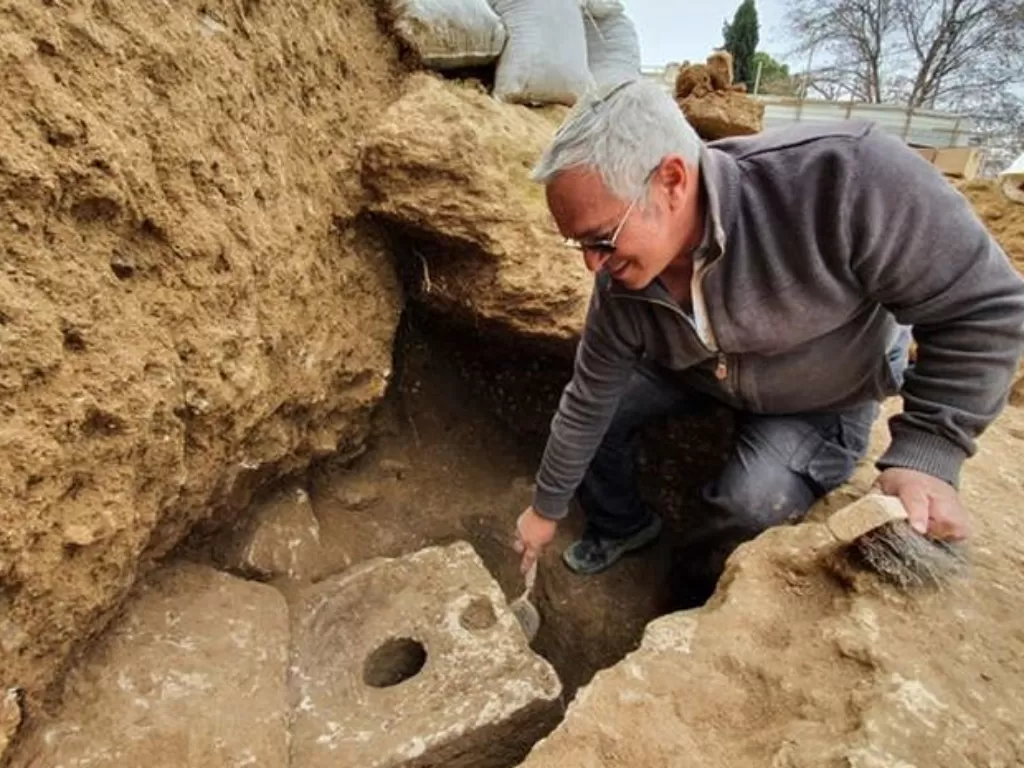 Ilustrasi toilet zaman kuno yang terbuat dari batu kapur (Yoli Schwartz/Israel Antiquities Authority)