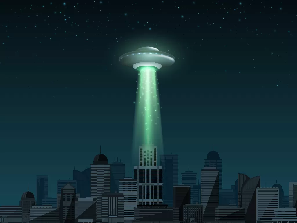 Ilustrasi UFO dan diculik alien. (Freepik).