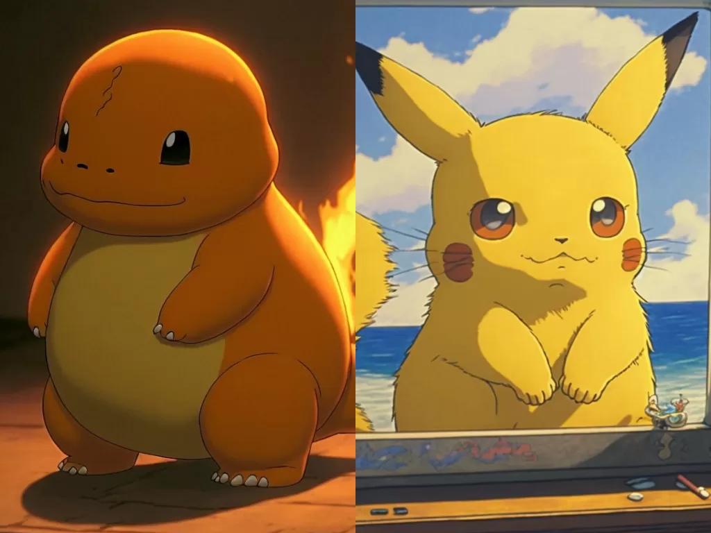 Fans bikin karya seni AI game Pokemon Go mirip Studio Ghibli. (Facebook/The Art or AI)