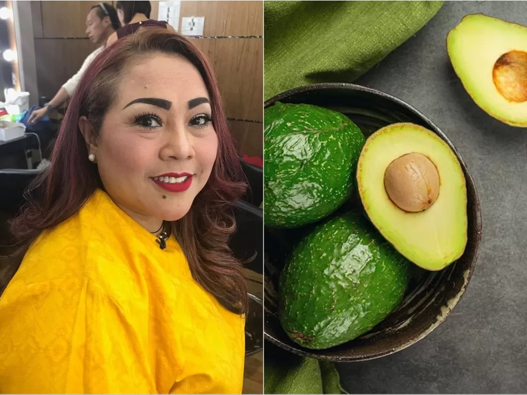 Kiri: Nunung kena kanker payudara (Instagram/nunung63.official) / Kanan: Ilustrasi buah alpukat (Freepik/jcomp)