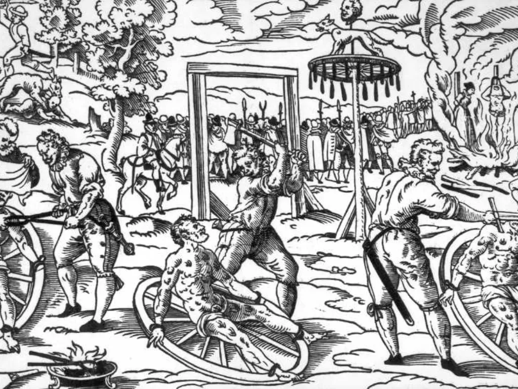 Hukuman roda dari abad pertengahan (Wikimedia Commons)