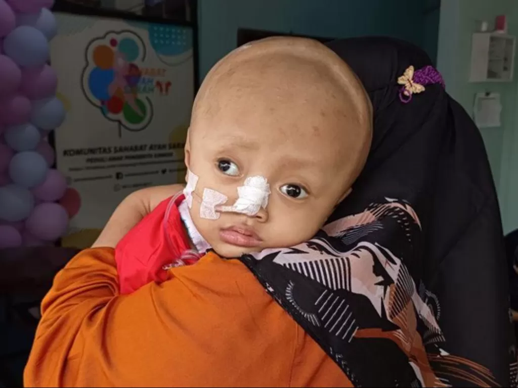 Alfeandra Dewangga, bocah pengidap kanker pada batang otak di Bogor. (Berbuatbaik.id)