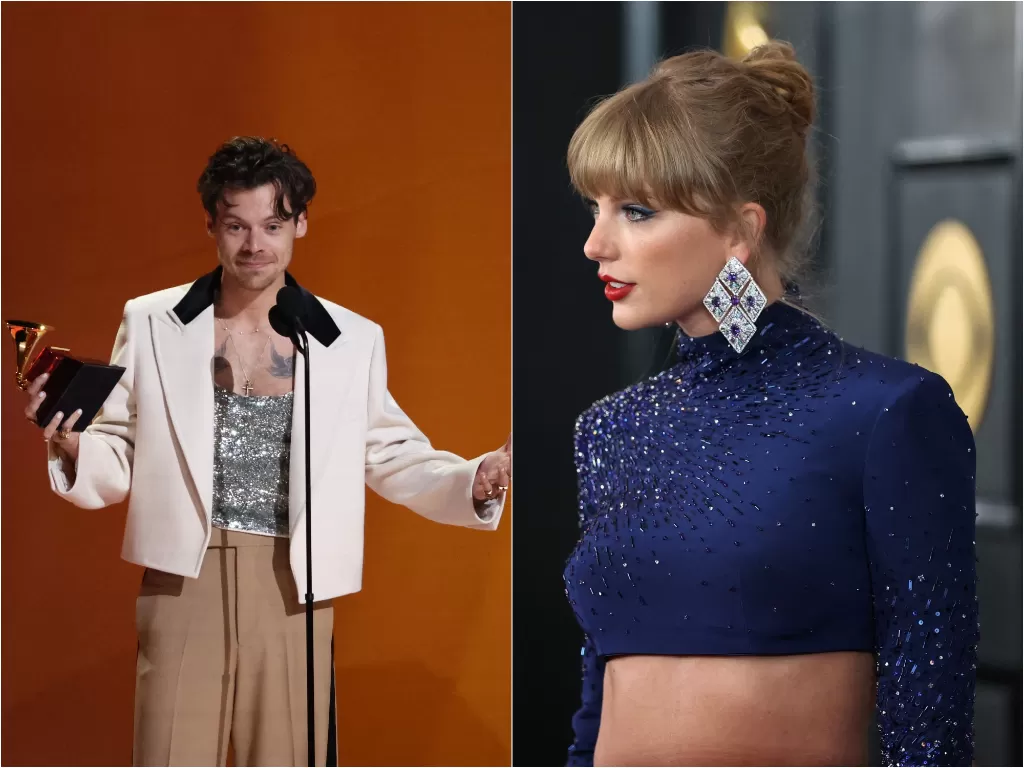 Kiri: Penyanyi Harry Styles. Kanan: Penyanyi Taylor Swift. (REUTERS/Mario Anzuoni/David Swanson)