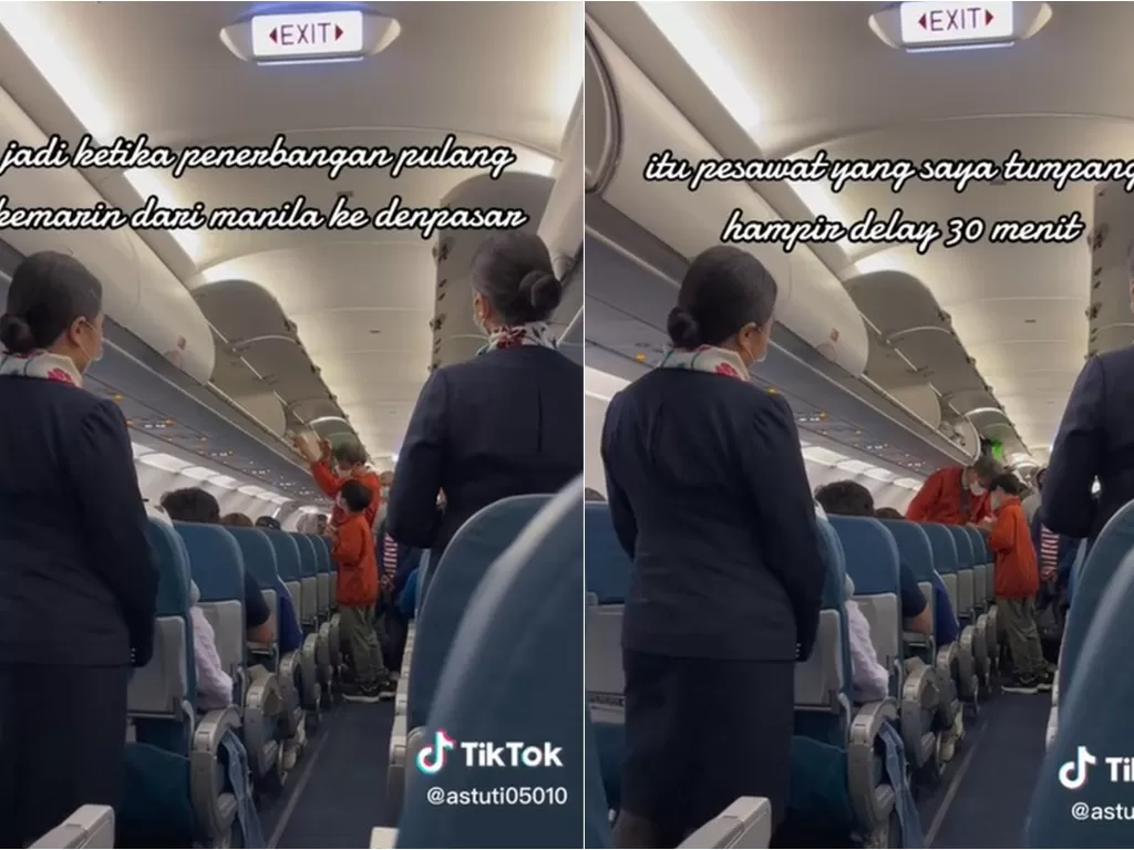 Curhat penumpang pesawat delay 30 menit karena ada rombongan bertukar kursi (TikTok/astuti05010)
