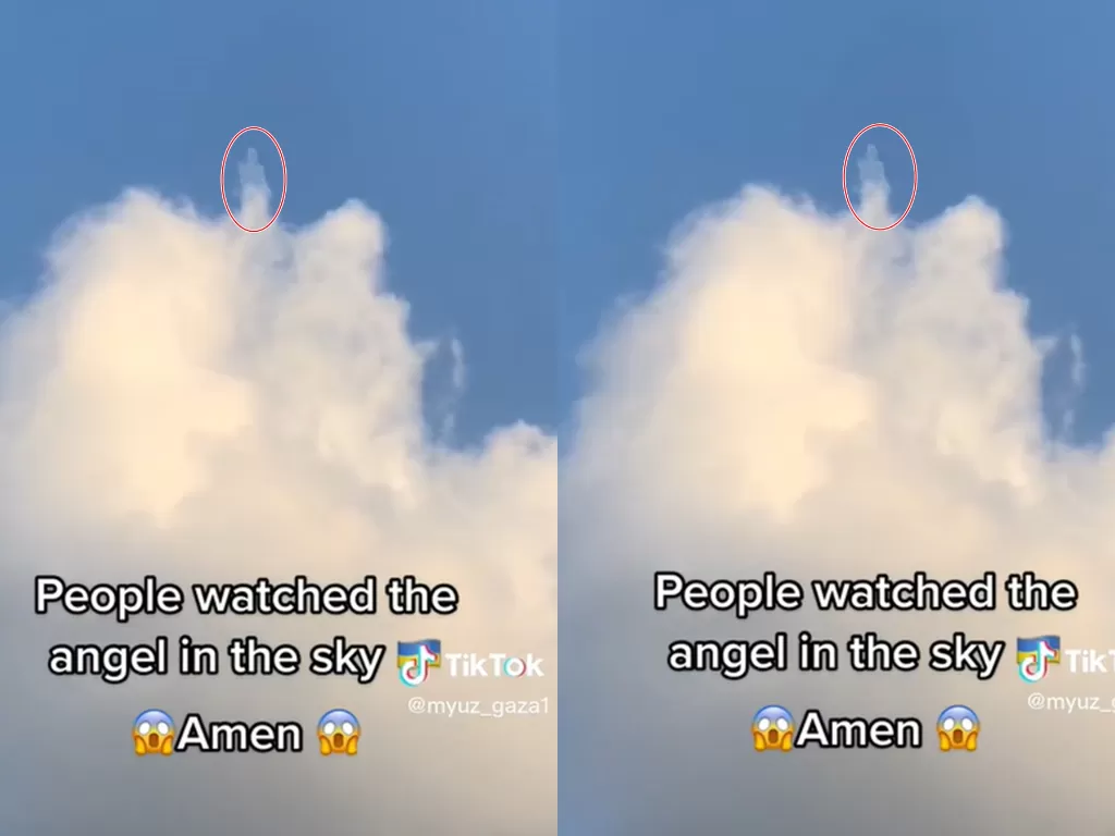 Penampakan malaikat di atas awan. (TikTok/@myuz_gaza1)