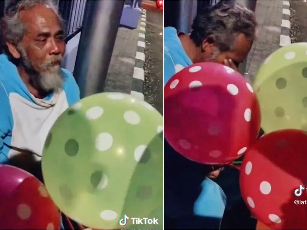 Kakek penjual balon menangis dagangannya dibeli (TikTok/jadimaukemana)