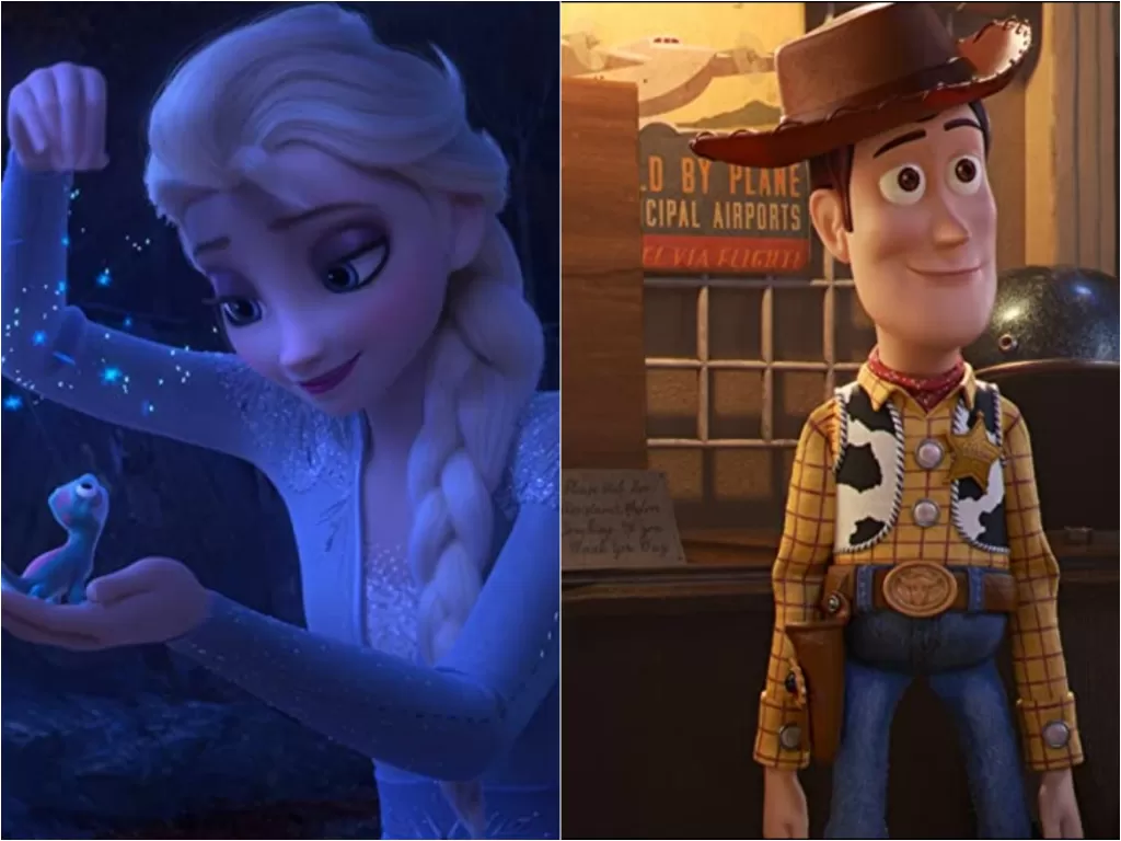Kiri: Film Frozen 2. Kanan: Toy Story 4. (Walt Disney)