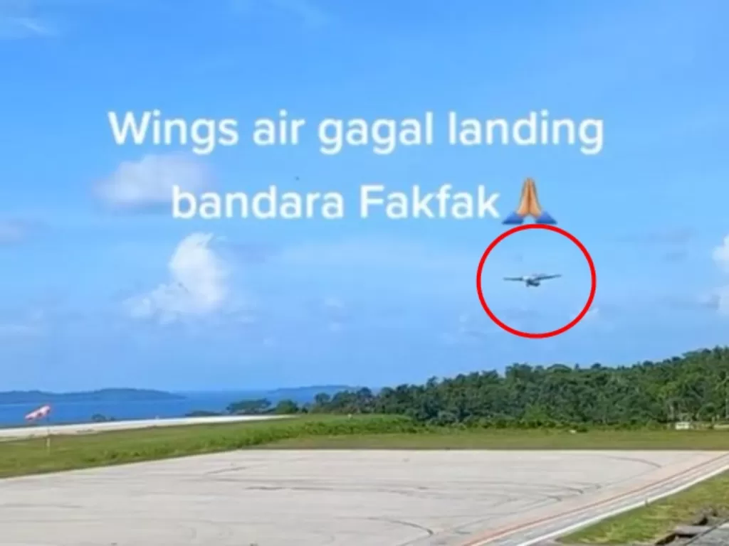 Pesawat Wings Air gagal mendarat empat kali. (TikTok/maryatirumoning99)