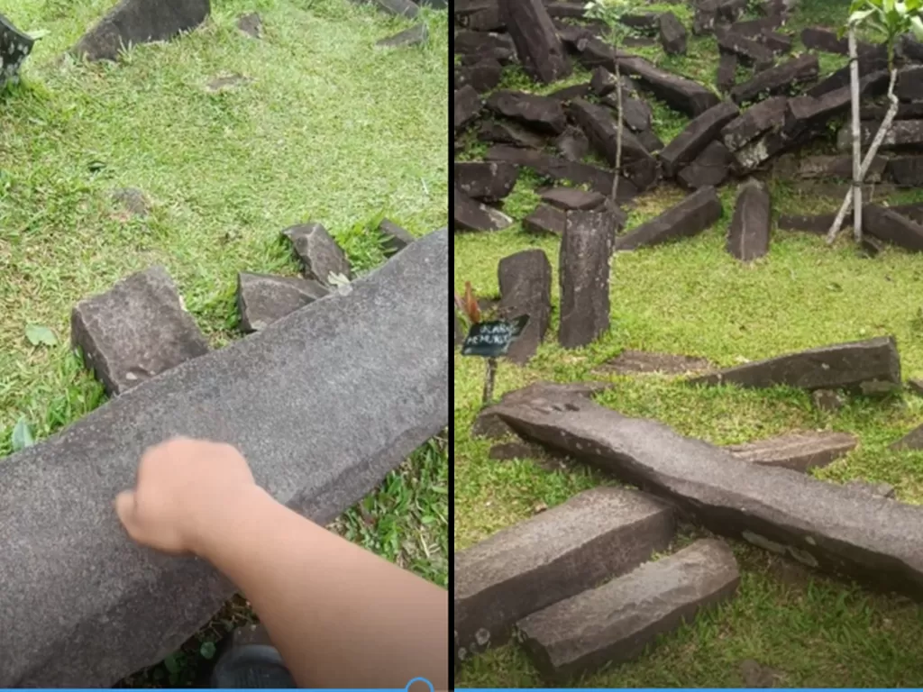 Batu unik zaman megalitikum di Gunung Padang berbunyi suara gamelan. (Z Creators/Muhammad Zain)