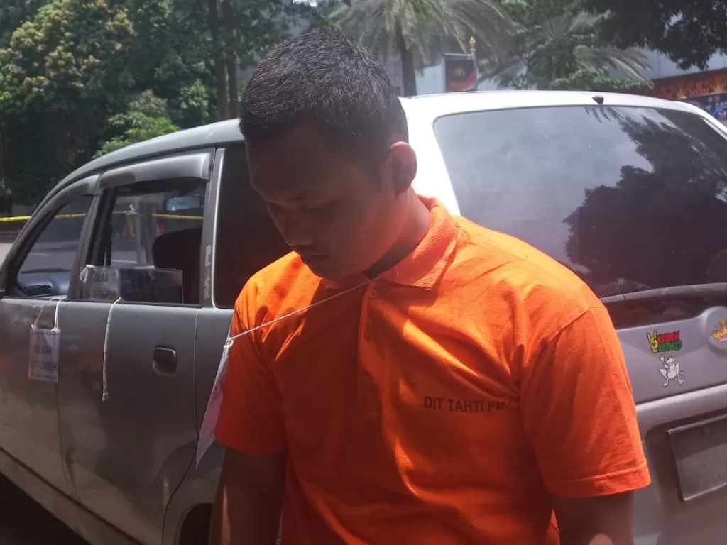 Tampang Anggota Densus 88, Bripda HK pembunuh sopir taksi online di Mapolda Metro Jaya, Jakarta. (INDOZONE/Samsudhuha Wildansyah)