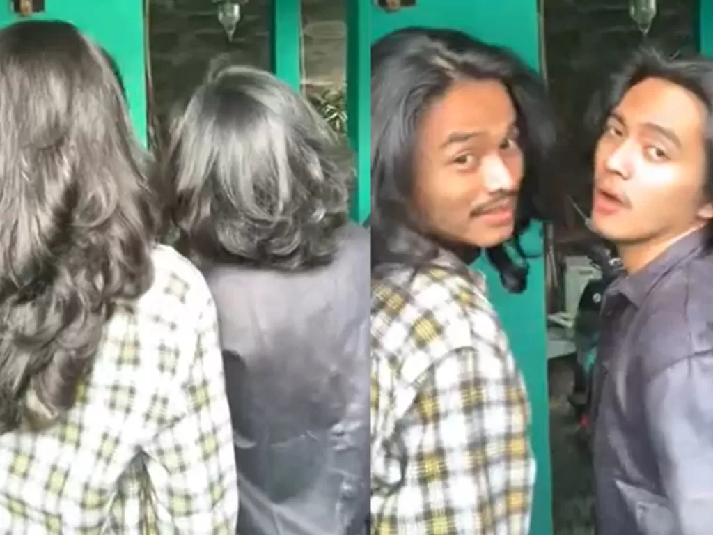 Dua cowok rambut gondrong. (Screenshoot/Instagram/@trendukhti)