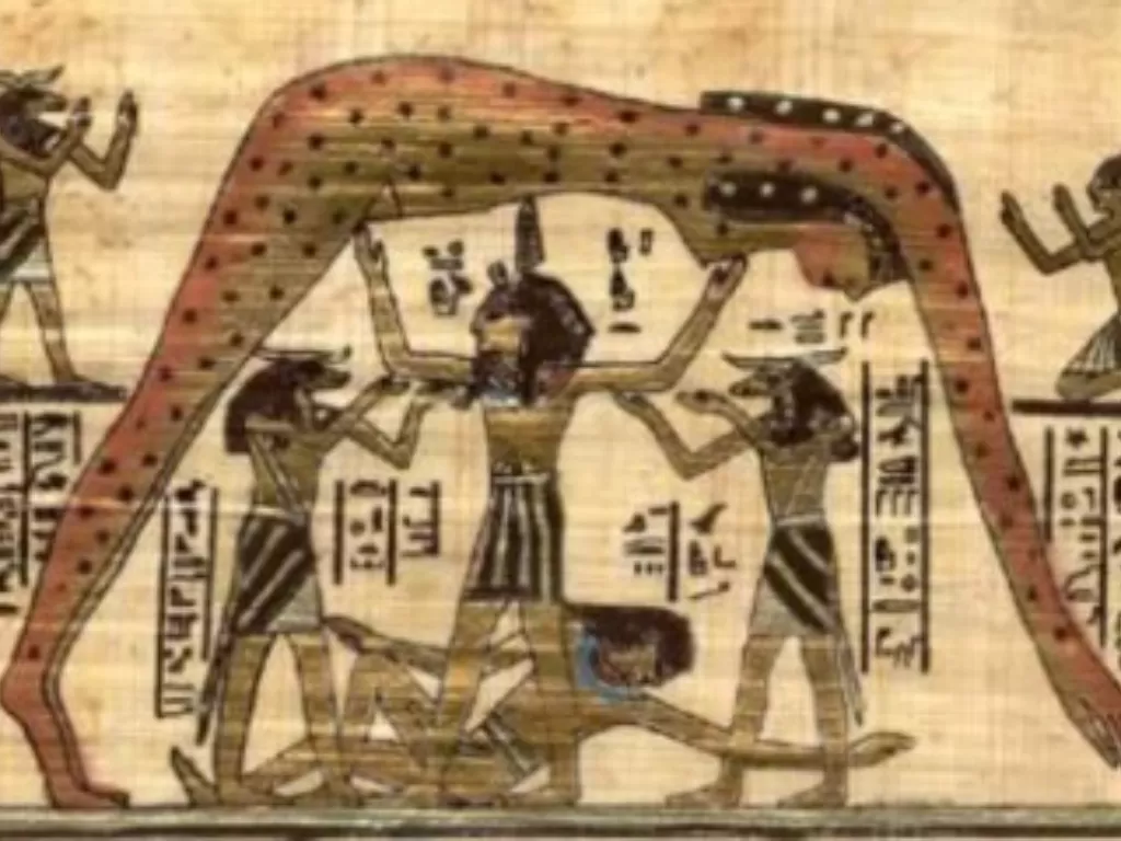 Lukisan yang menggambarkan sosok Geb. (Mythology)