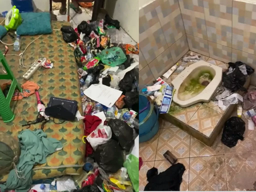 Penampakan kamar anak kos yang berantakan. (Twitter/jagonyamageran)