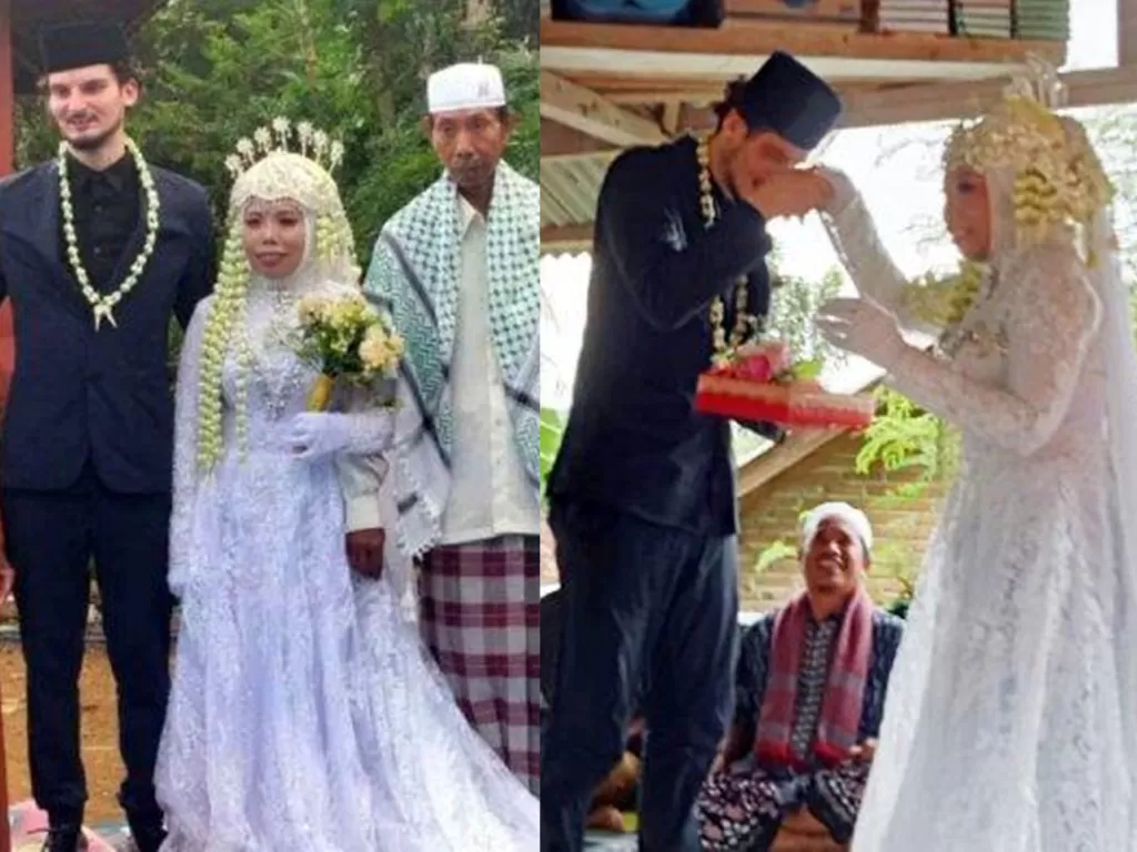 Pernikahan seorang ustazah Mauni dengan pria Belgia. ( Instagram/lombokdokumen)
