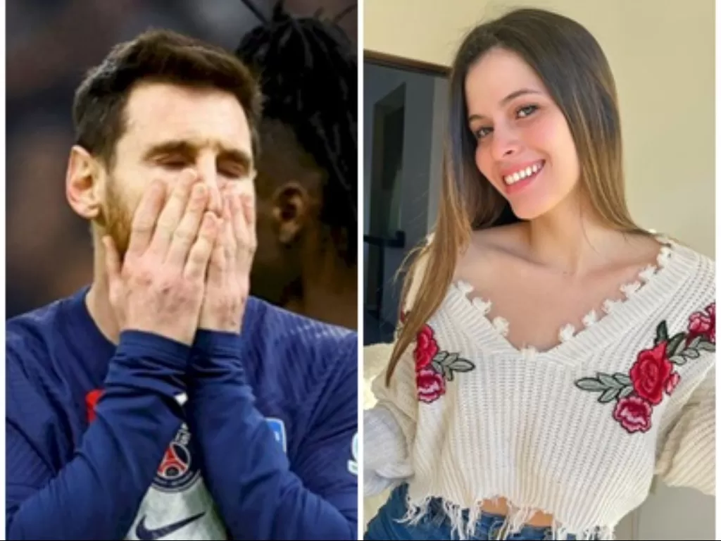 Lionel Messi (kiri) dan model cantik Kolombia, Milena Foracada. (REUTERS/Eric Gaillard/Instagram/@milenaforadaca)