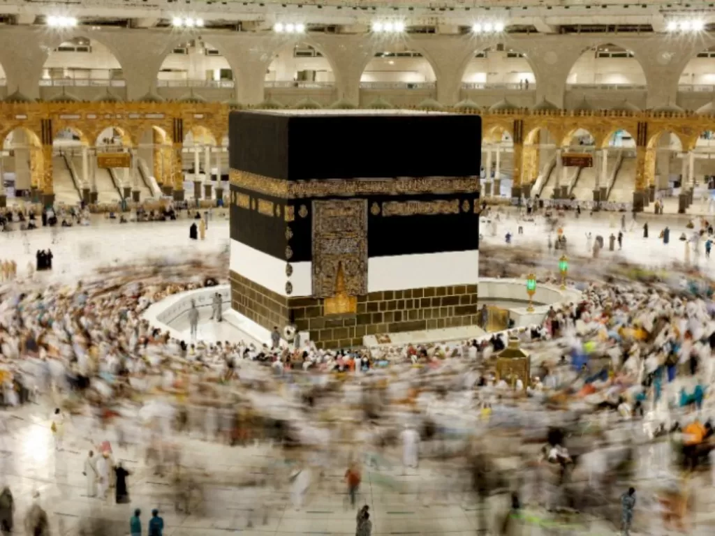 Ilustrasi - Tampilan udara menunjukkan Masjidil Haram selama ibadah haji tahunan, di kota suci Mekkah, Arab Saudi 10 Juli 2022. (REUTERS/Mohammed Salem)