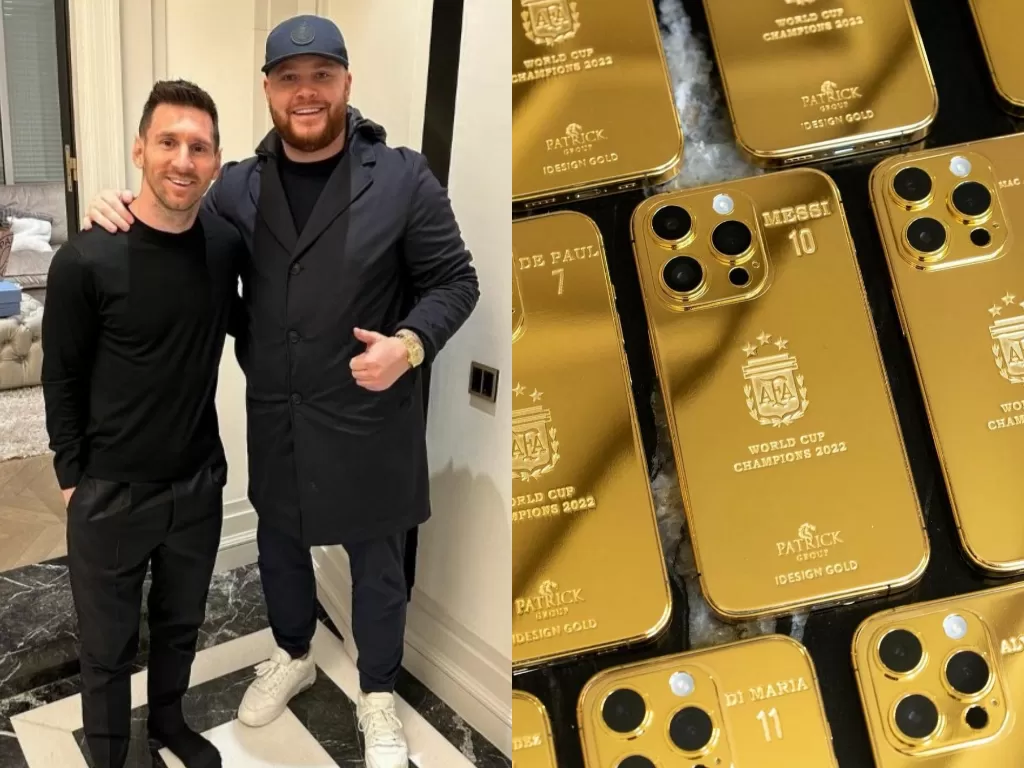 Lionel Messi beri hadiah iPhone 14 emas untuk Timnas Argentina. (The Sun)
