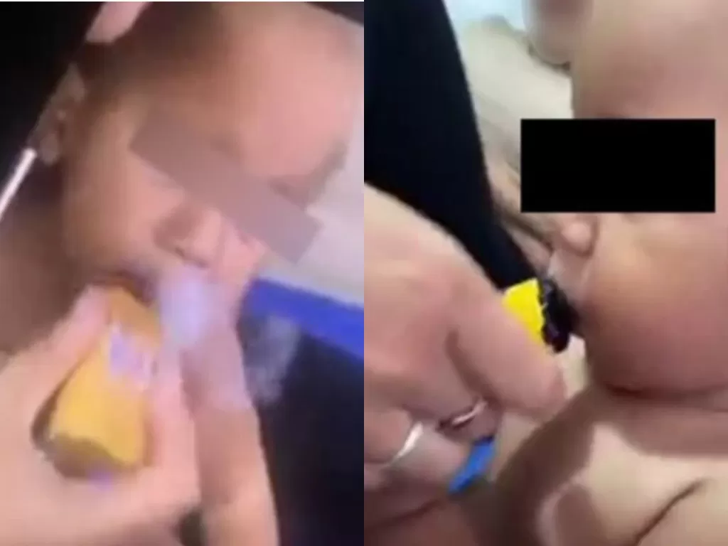 Bayi 10 bulan diberi vape oleh ibunya. (news.com.au)