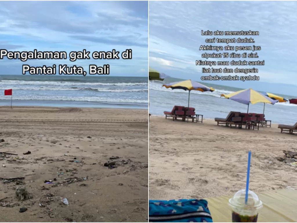 Pengalaman buruk liburan di Pantai Kuta. (TikTok/itsourdinary)