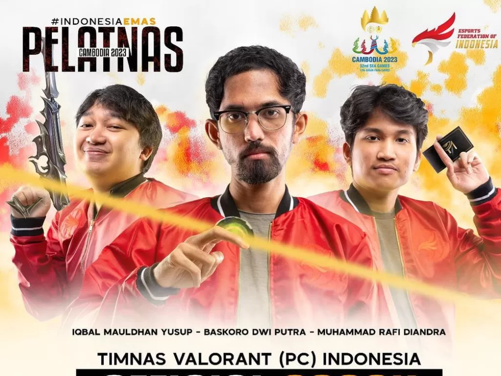 Daftar roster Timnas Valorant Indonesia di SEA Games 2023 diisi oleh para pemain dengan skill mumpuni dan jam terbang tinggi. (Instagram@pbesi_official)