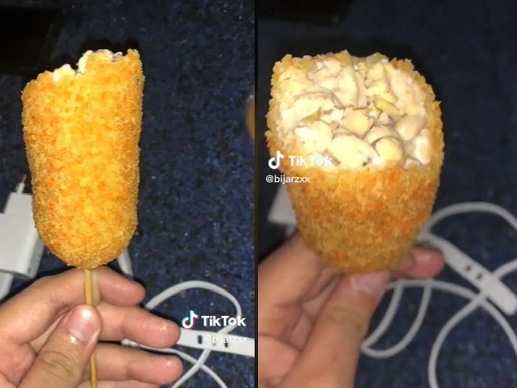 Corn dog isi tempe. (Screenshoot/TikTok/@bijarzxx)